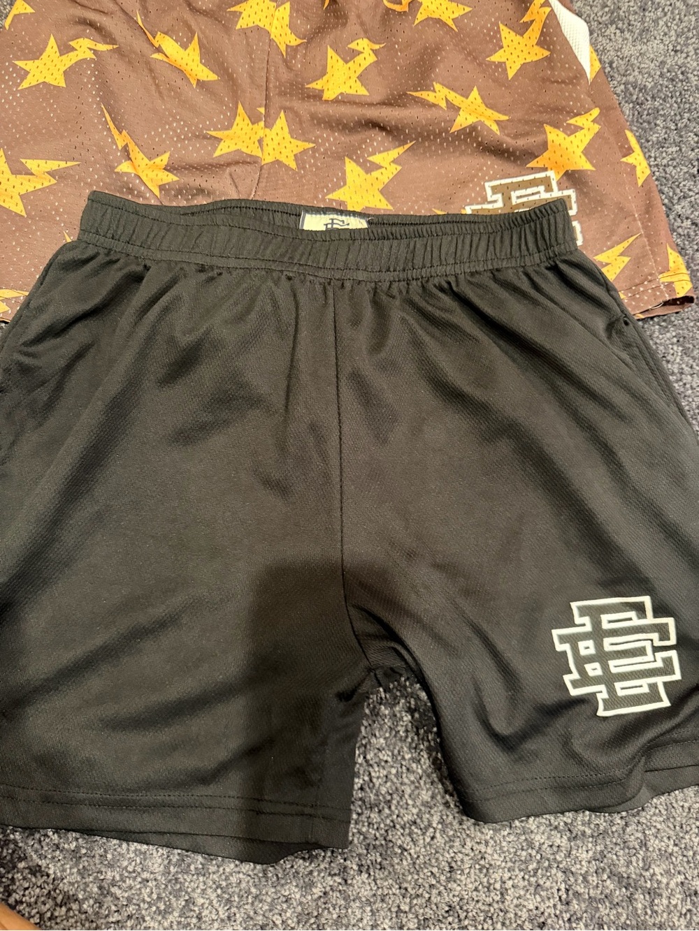 Black Men’s Athletic Shorts with Contrast Logo